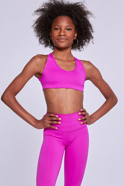 BNWT Sz 10 to 12 Youth Girls Jockey Brand Hot Pink Comfort Stretch Crop Bra  Top